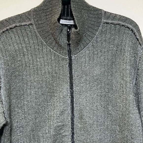Rogue 13933 Mens Grey Front Zip Mohair Blend Raw Hem Cardigan Sz M - Picture 7 of 10